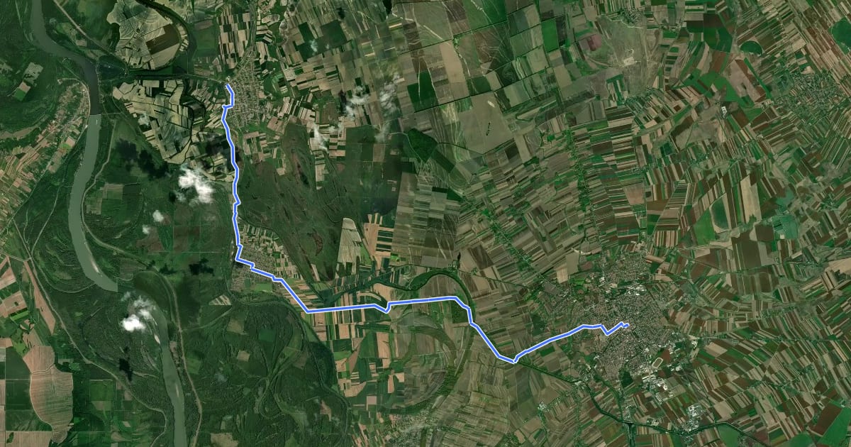Маршрут ST317 Bezdan - Sombor на спутниковом снимке