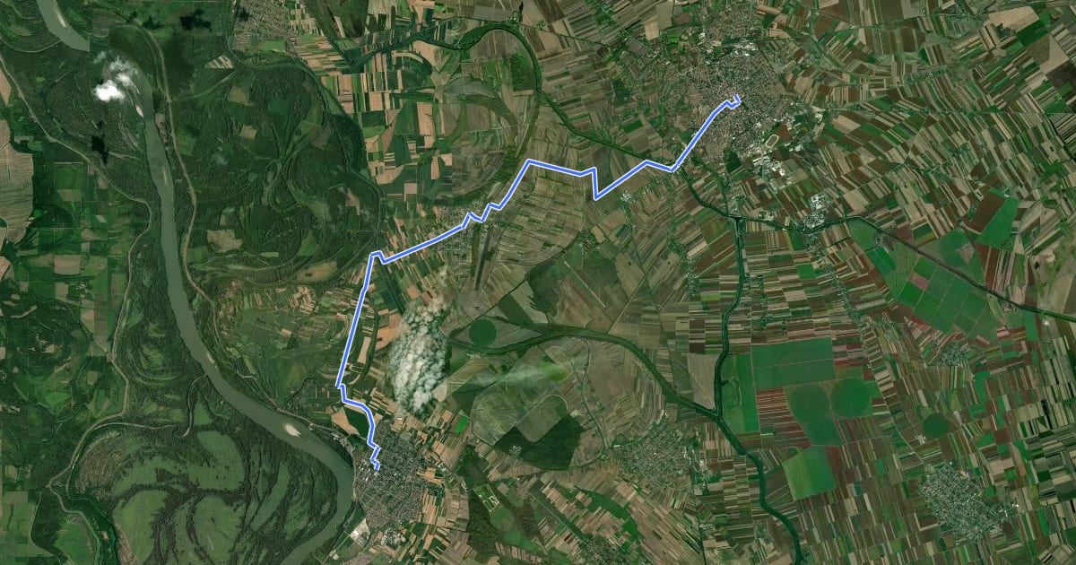 Маршрут ST318 Sombor - Apatin на спутниковом снимке