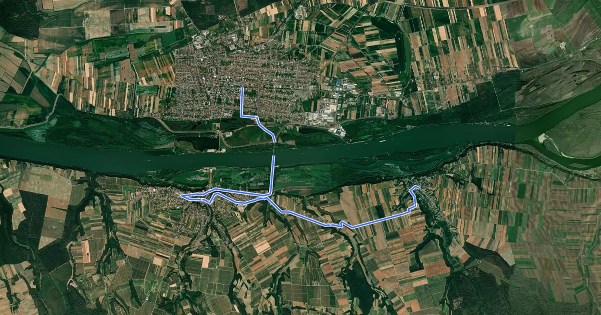 Маршрут ST322 Bačka Palanka - Neštin на спутниковом снимке