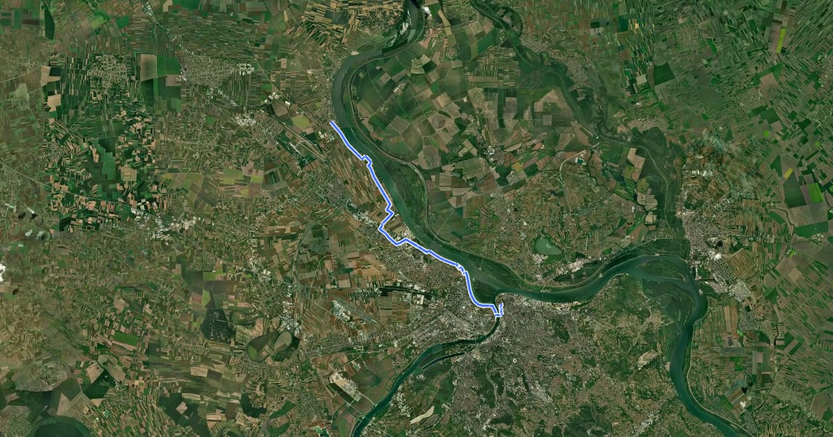 Маршрут ST330 Novi Banovci - Belgrade на спутниковом снимке