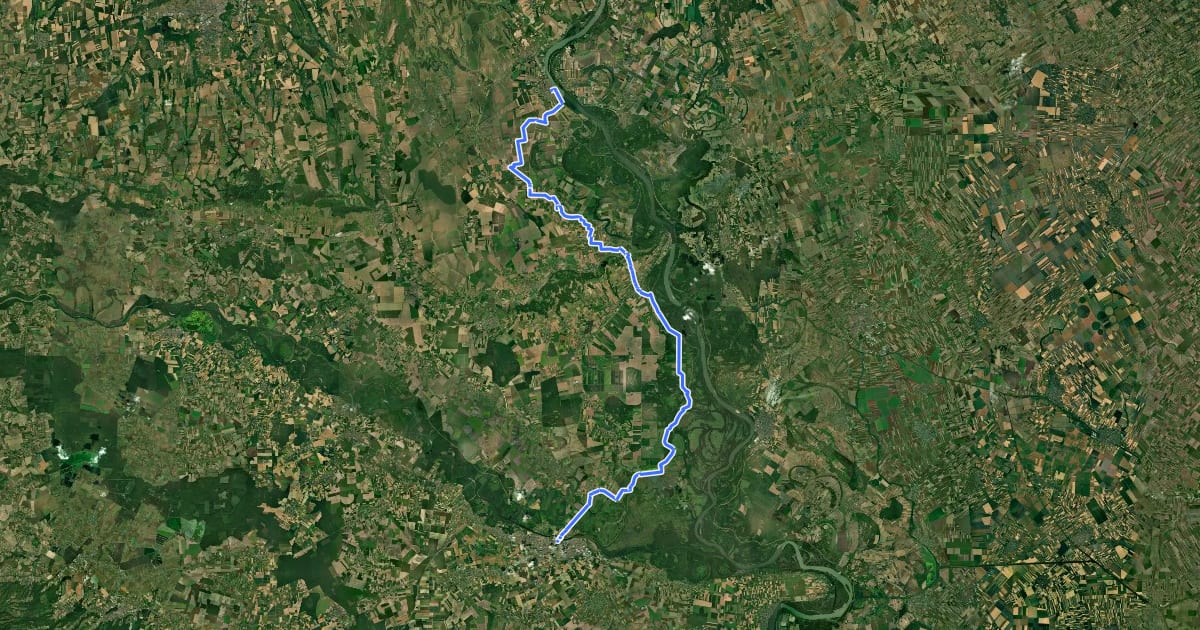 Маршрут ST351 Mohács-Osijek на спутниковом снимке