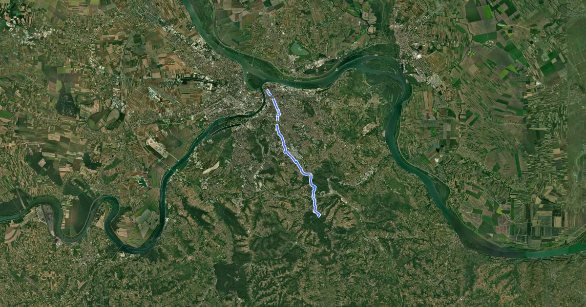 Маршрут ST401 Belgrade - Avala на спутниковом снимке