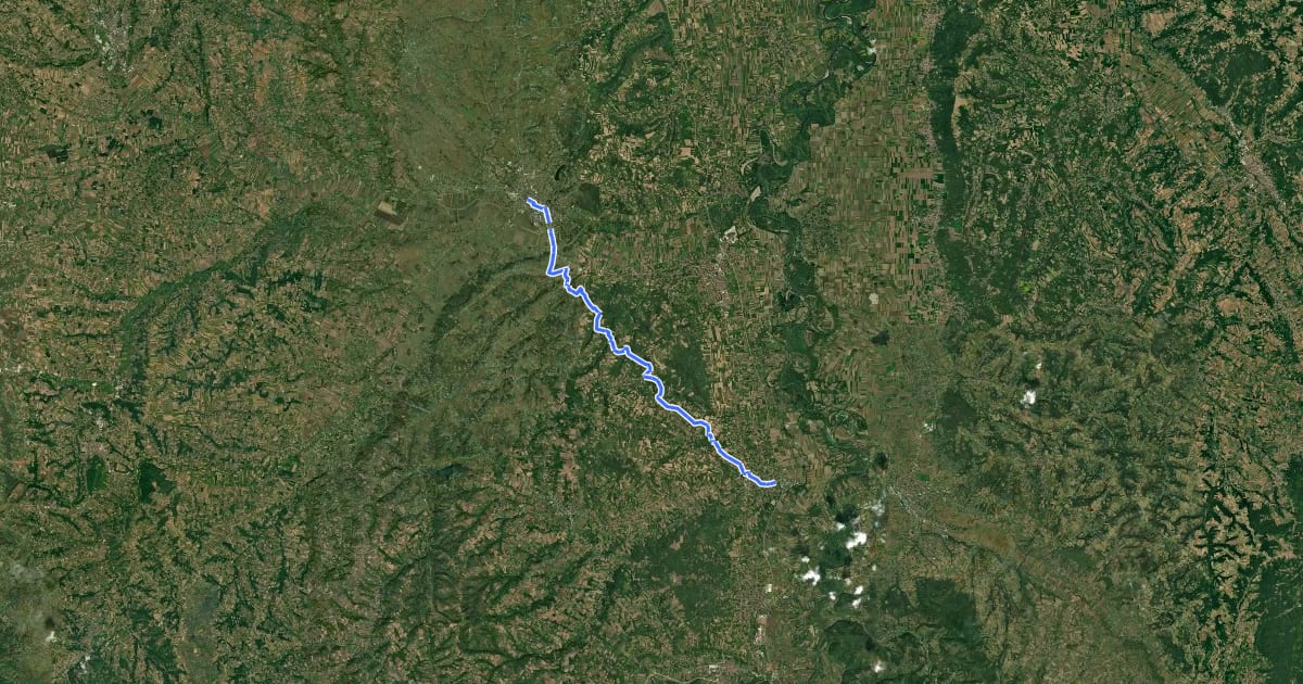 Маршрут ST407 Smederevska Palanka - Markovac на спутниковом снимке