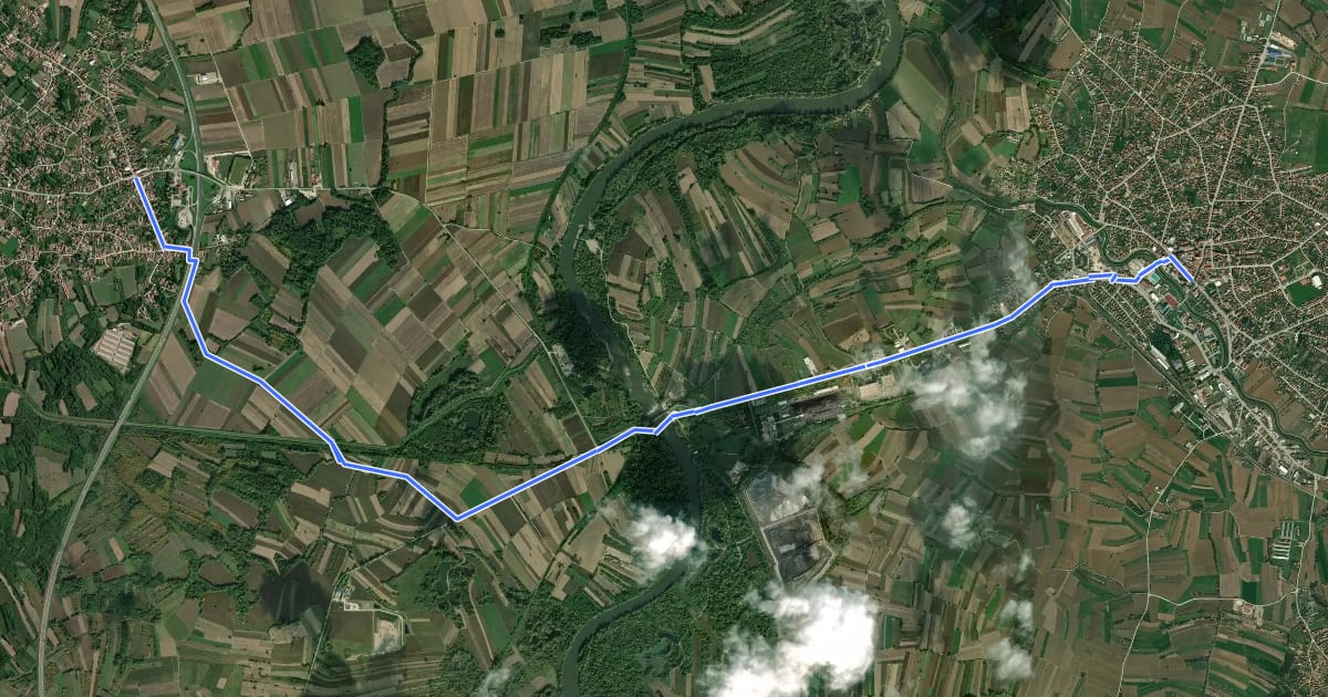 Маршрут ST408 Markovac - Svilajnac на спутниковом снимке