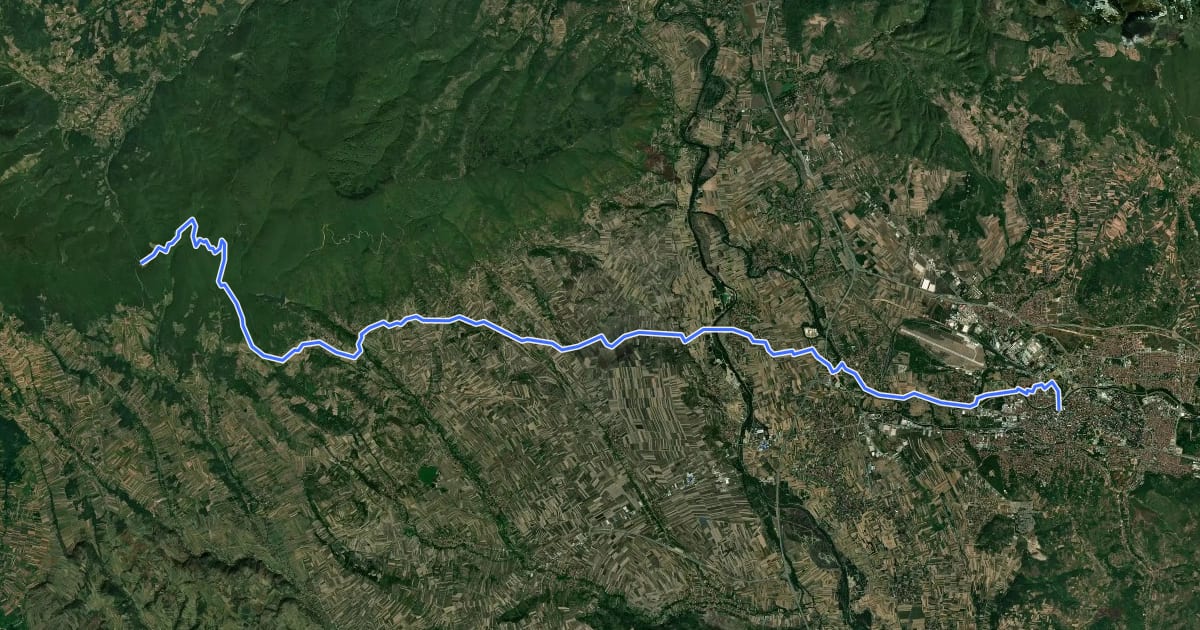 Маршрут ST418 Grebac - Niš на спутниковом снимке