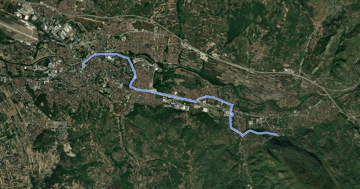 Маршрут ST419 Niš - Niska banja на спутниковом снимке