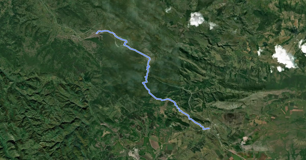 Маршрут ST424 Dimitrovgrad - Dragoman на спутниковом снимке