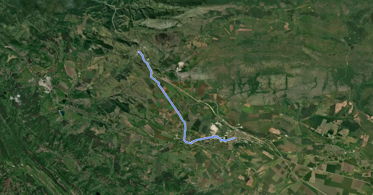 Маршрут ST425 Dragoman - Slivnitsa на спутниковом снимке