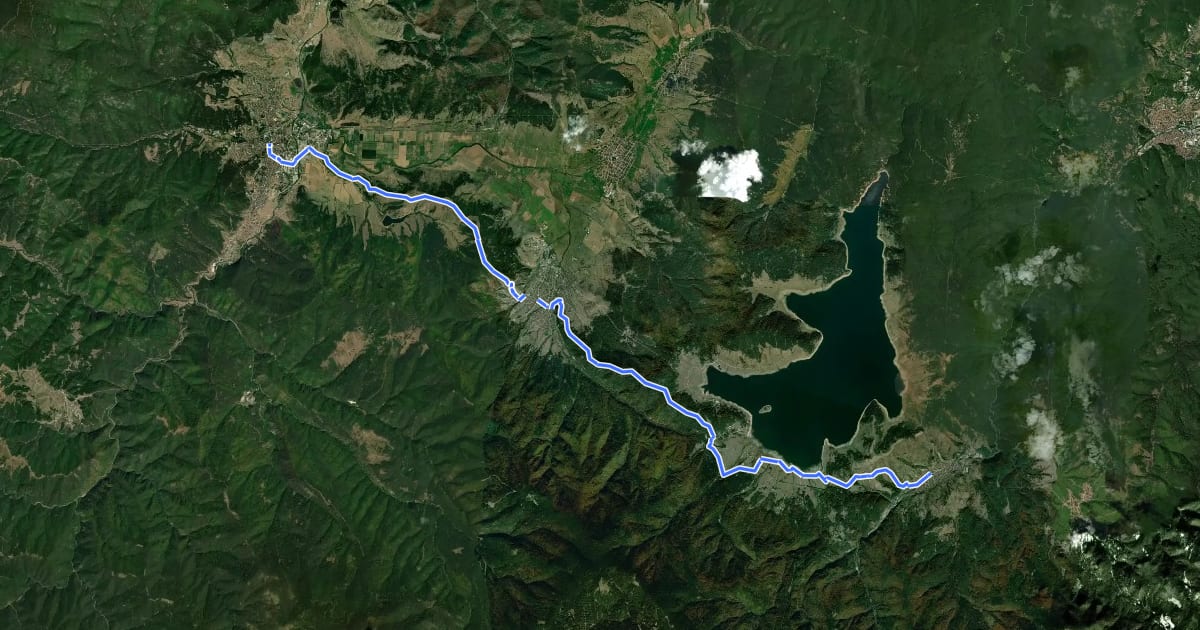 Маршрут ST512 Velingrad - Batak на спутниковом снимке
