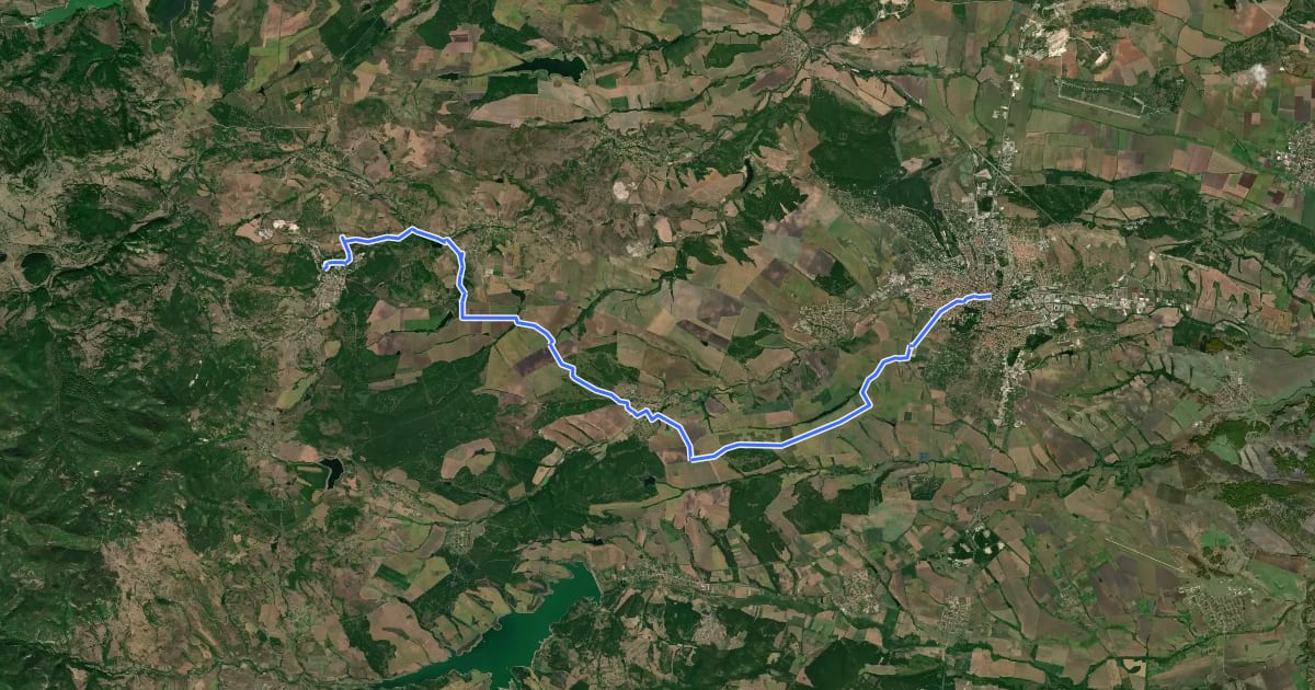 Маршрут ST716 Mineralni bani - Haskovo на спутниковом снимке