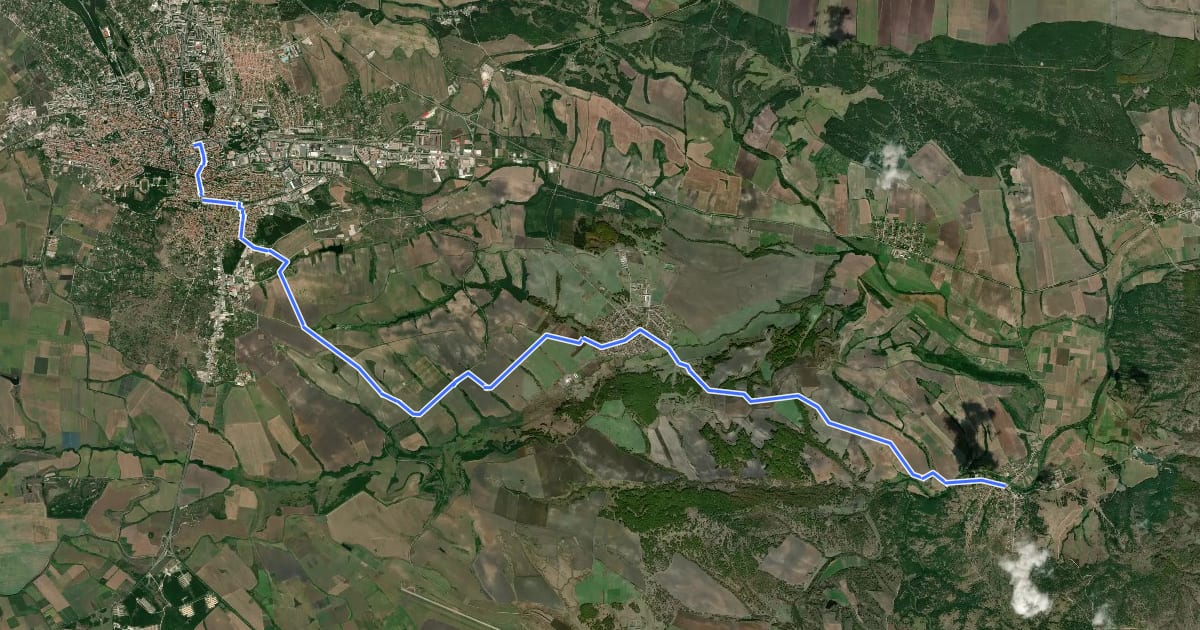 Маршрут ST717 Haskovo - Dinevo на спутниковом снимке