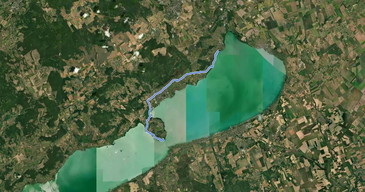 Маршрут ST803 Balatonamádi - Tihany на спутниковом снимке