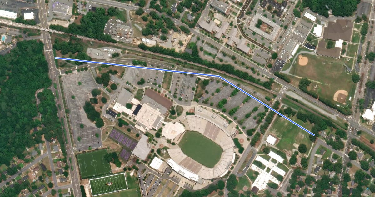 Маршрут Stadium Greenway на спутниковом снимке