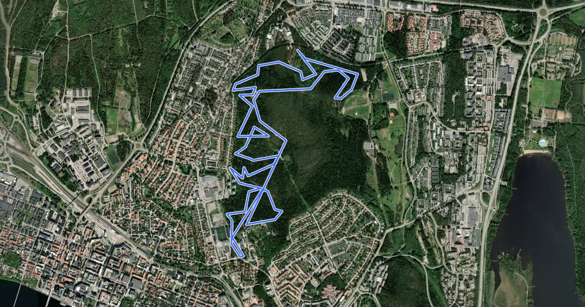 Маршрут Stadsliden SM-spår 10 km на спутниковом снимке