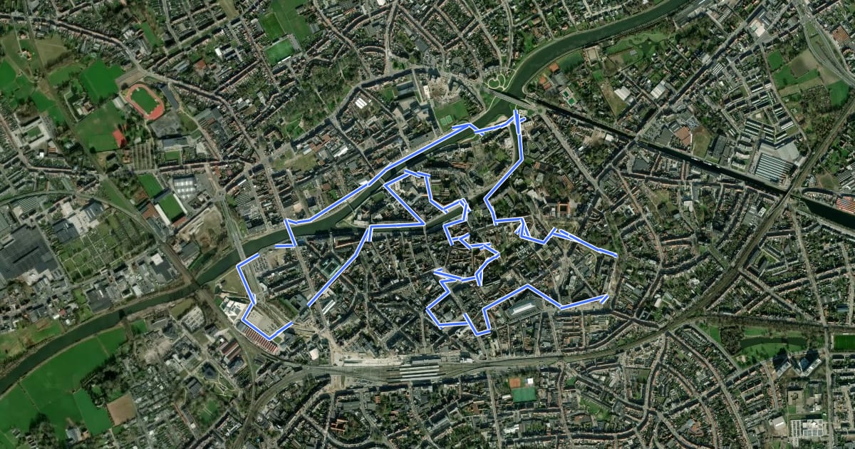 Маршрут Stadswandelroute Kortrijk на спутниковом снимке