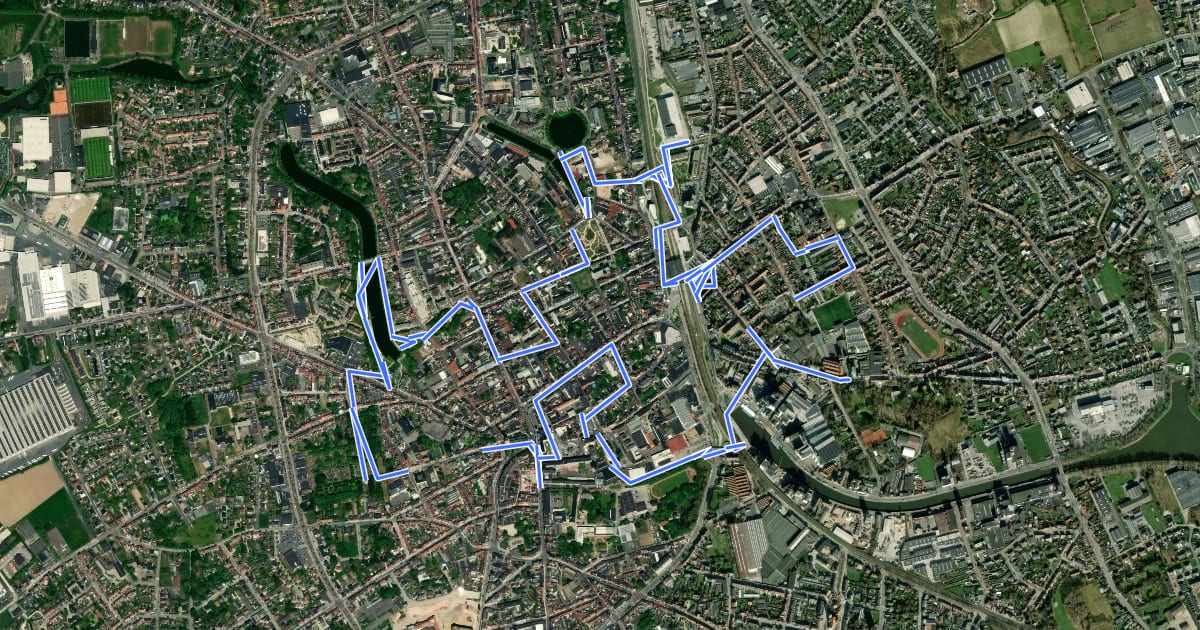 Маршрут Stadswandelroute Roeselare на спутниковом снимке