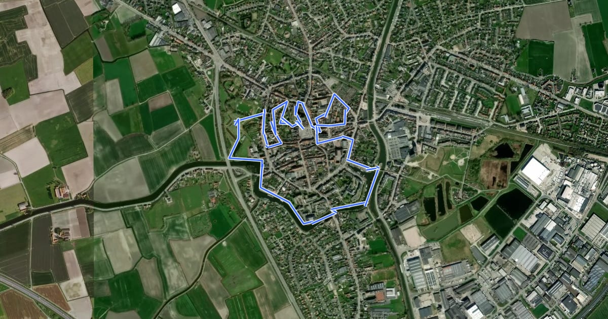 Маршрут Stadswandelroute Veurne на спутниковом снимке