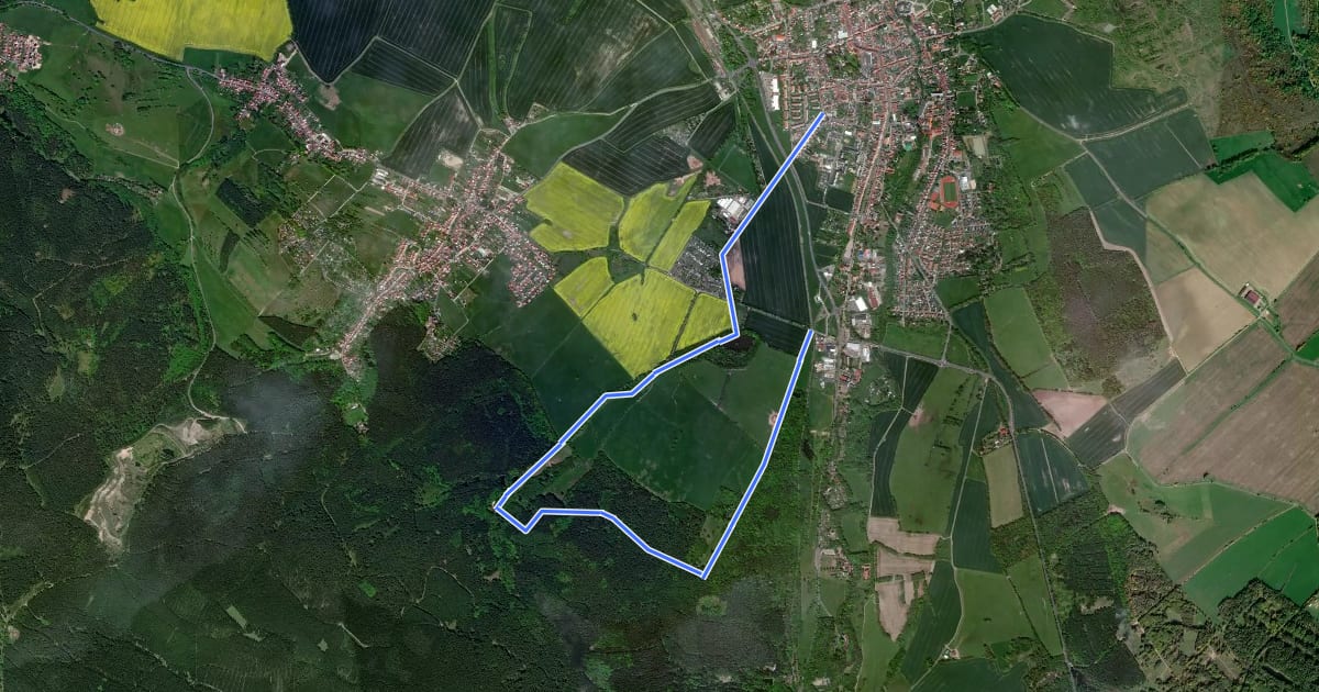 Маршрут Stadt- und Flurroute Ohrdruf на спутниковом снимке