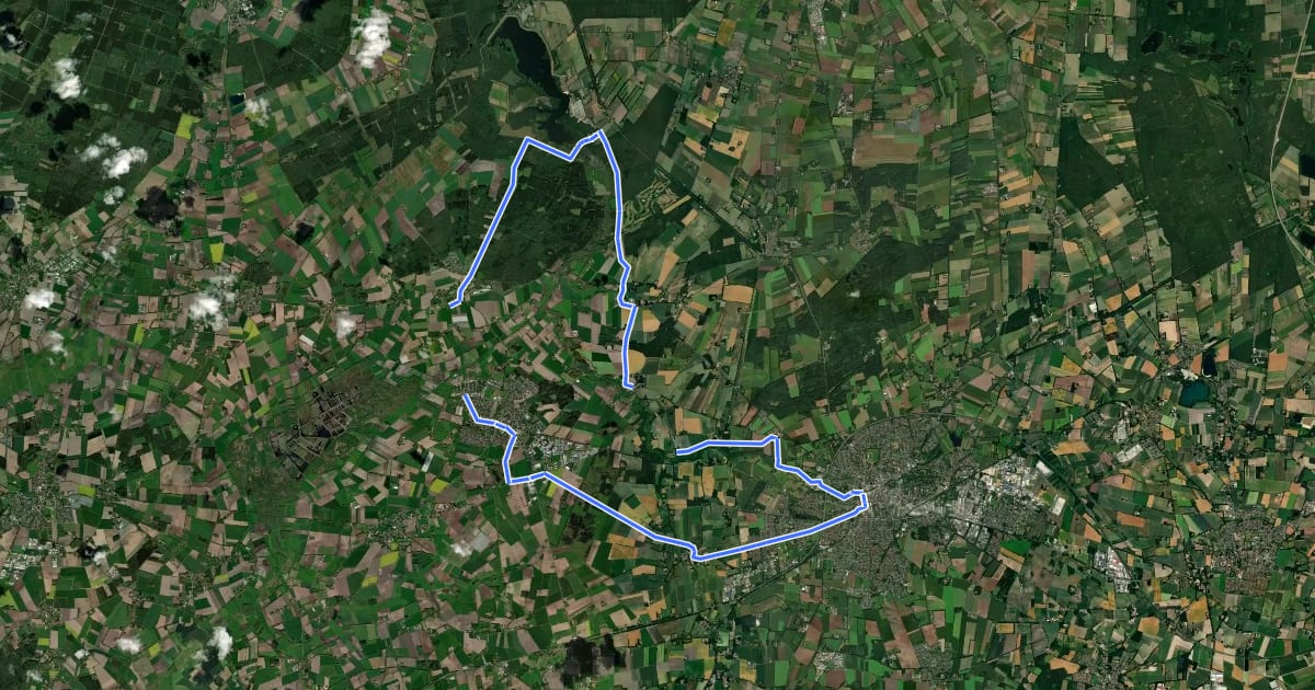 Маршрут Stadt-Wasser-Wald-Tour на спутниковом снимке