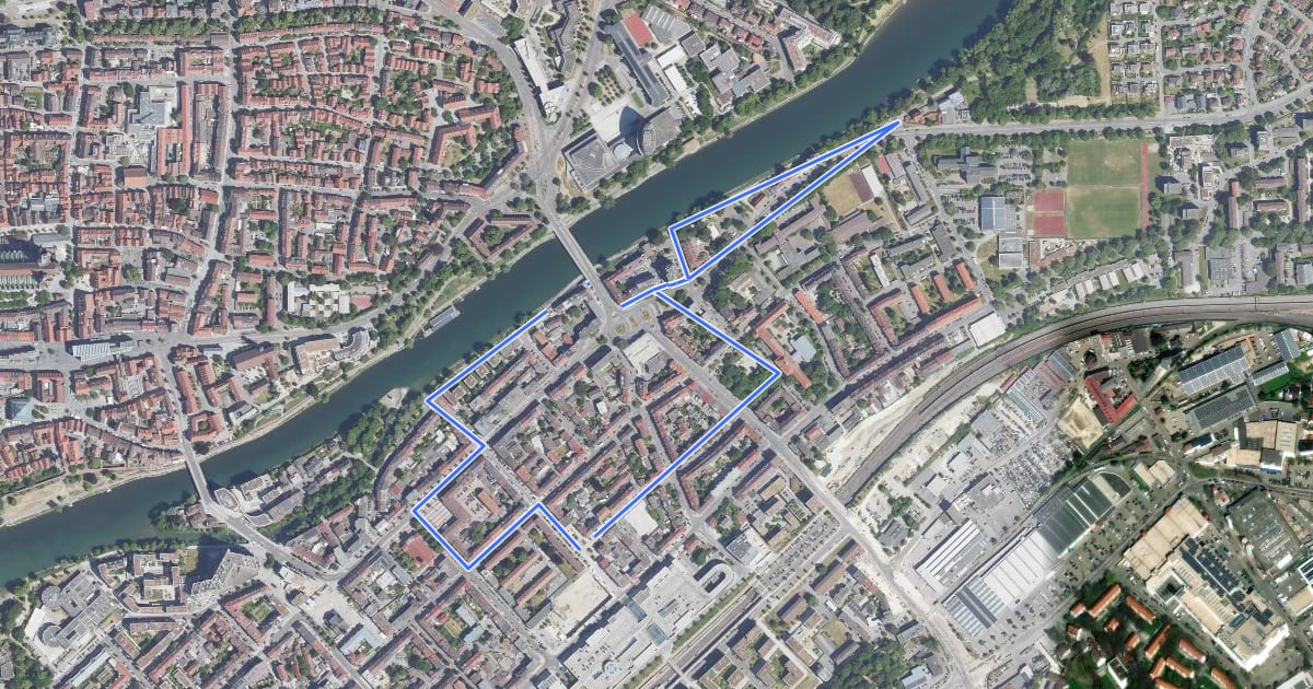 Маршрут Stadtgeschichten Ost на спутниковом снимке