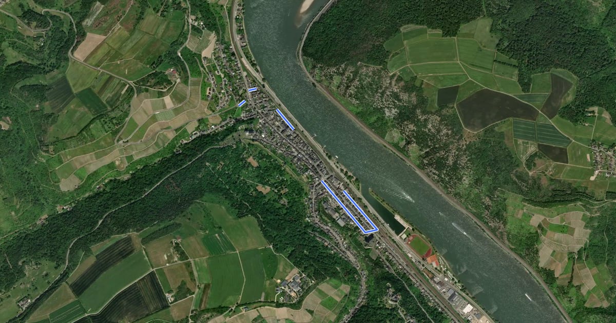 Маршрут Stadtmauerrundweg Oberwesel на спутниковом снимке