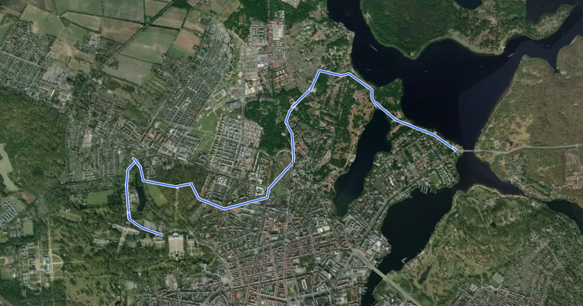 Маршрут Stadtwanderroute 1 на спутниковом снимке