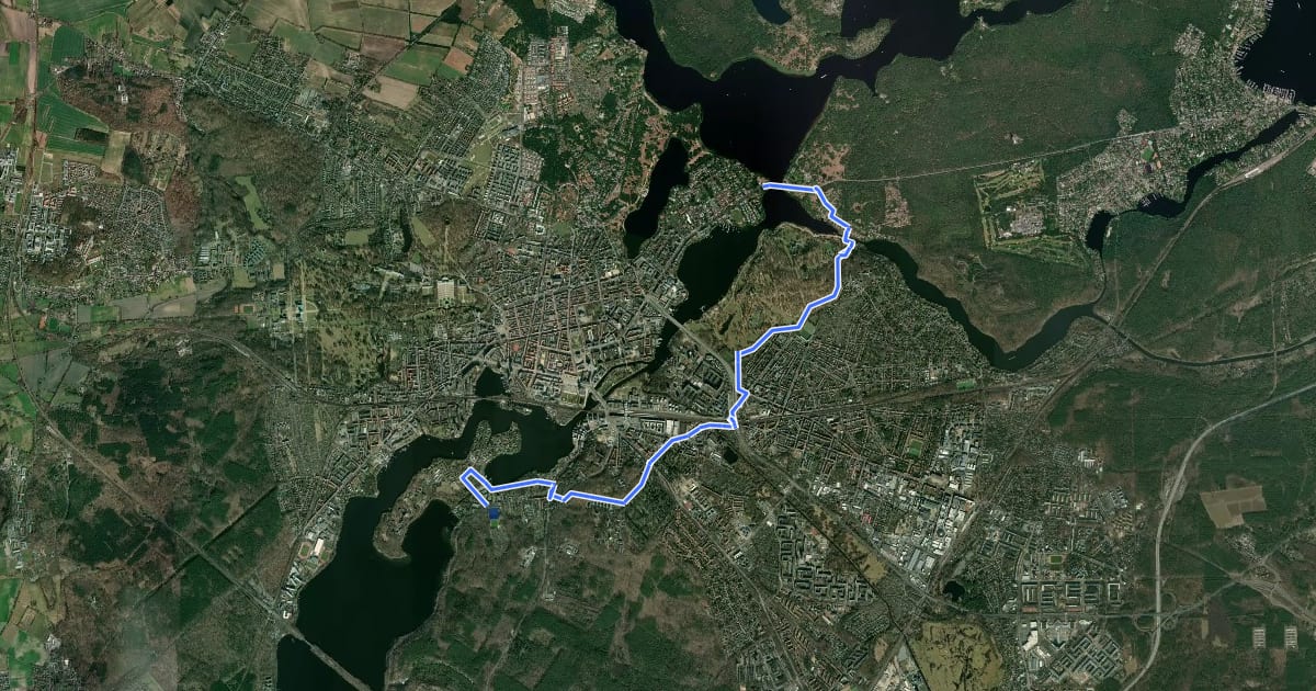 Маршрут Stadtwanderroute Hermannswerder - Glienicker Brücke на спутниковом снимке