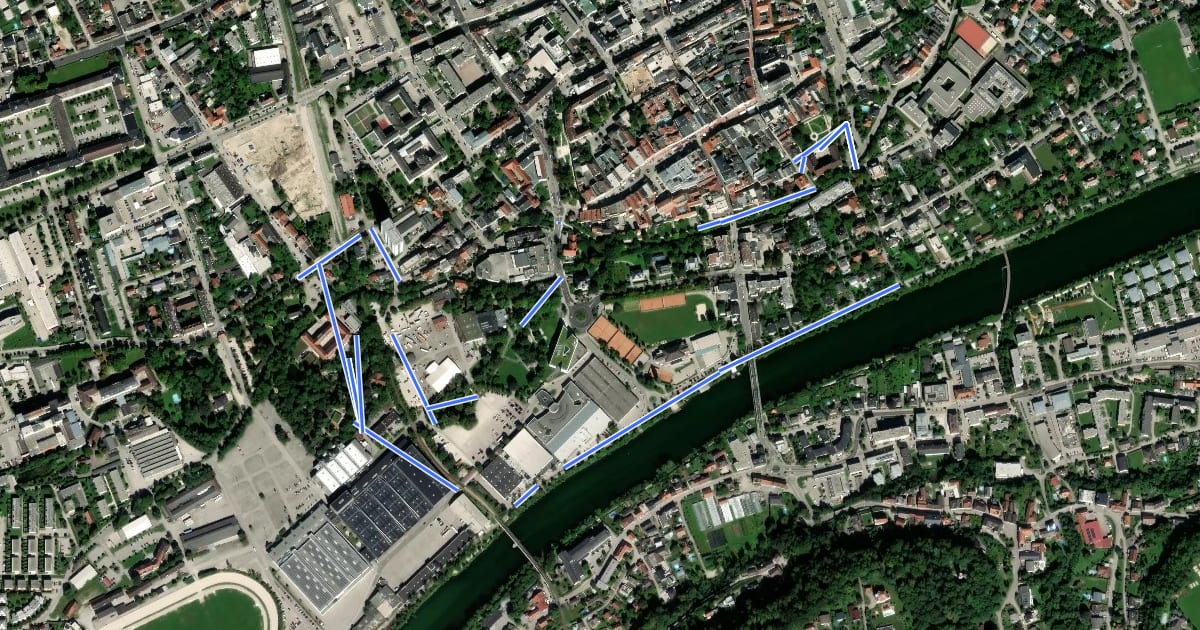 Маршрут Stadtwanderung Wels на спутниковом снимке