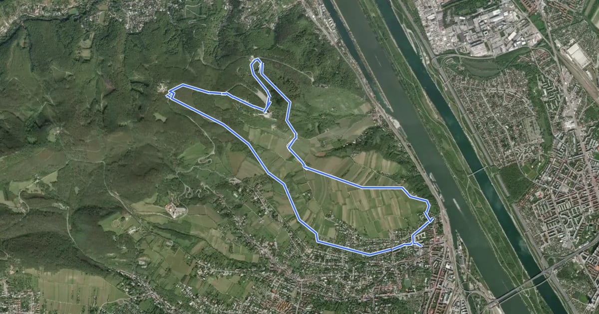 Маршрут Stadtwanderweg 1 - Kahlenberg на спутниковом снимке