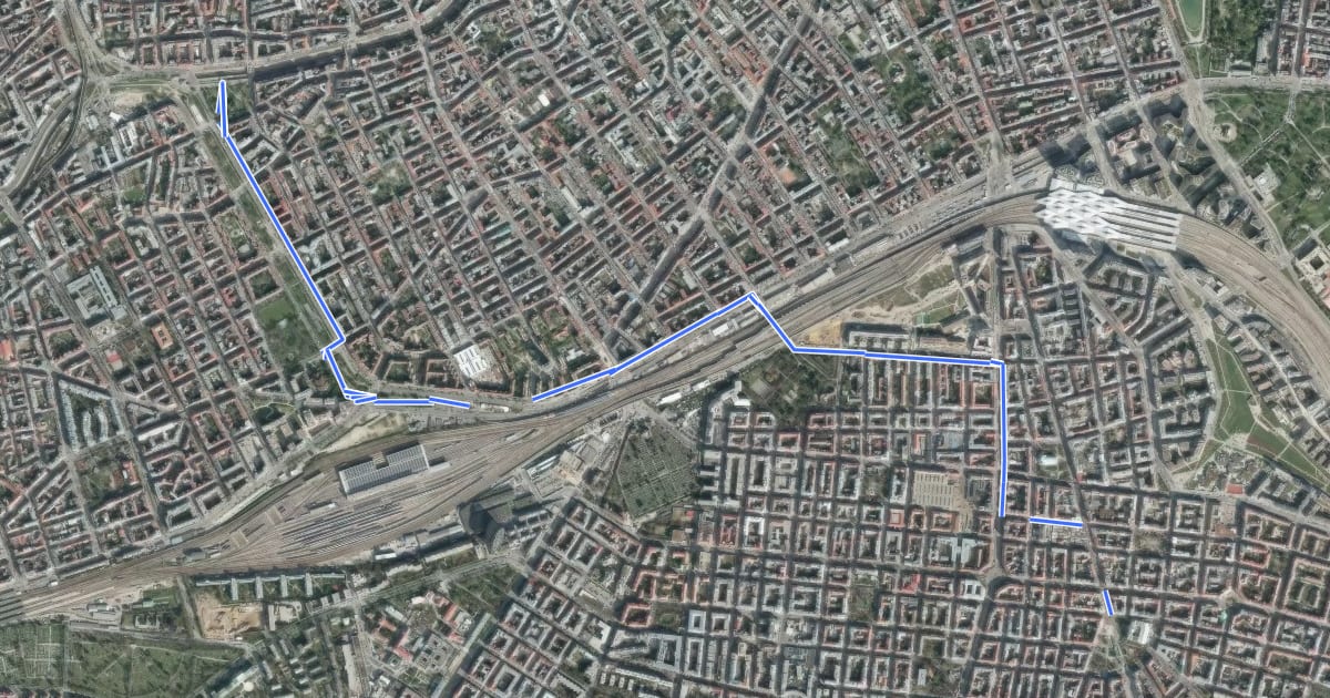 Маршрут Stadtwanderweg 11 - Urbaner Gemeindebau-Wanderweg на спутниковом снимке