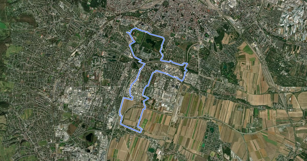 Маршрут Stadtwanderweg 12 - Wienerberg на спутниковом снимке