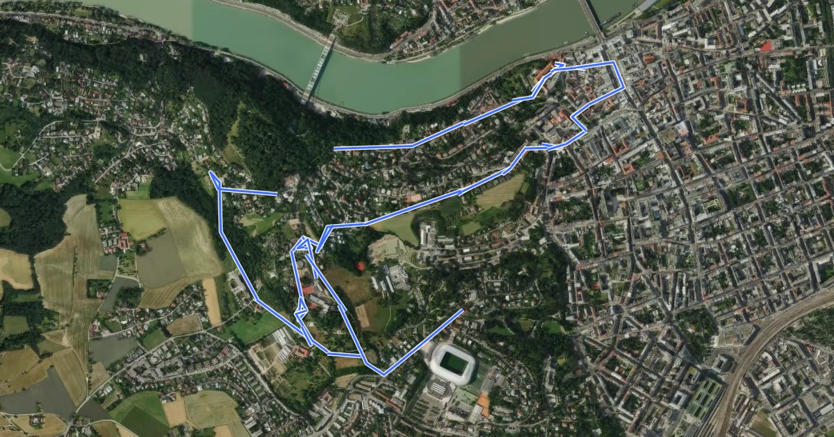 Маршрут Stadtwanderweg Freinberg на спутниковом снимке