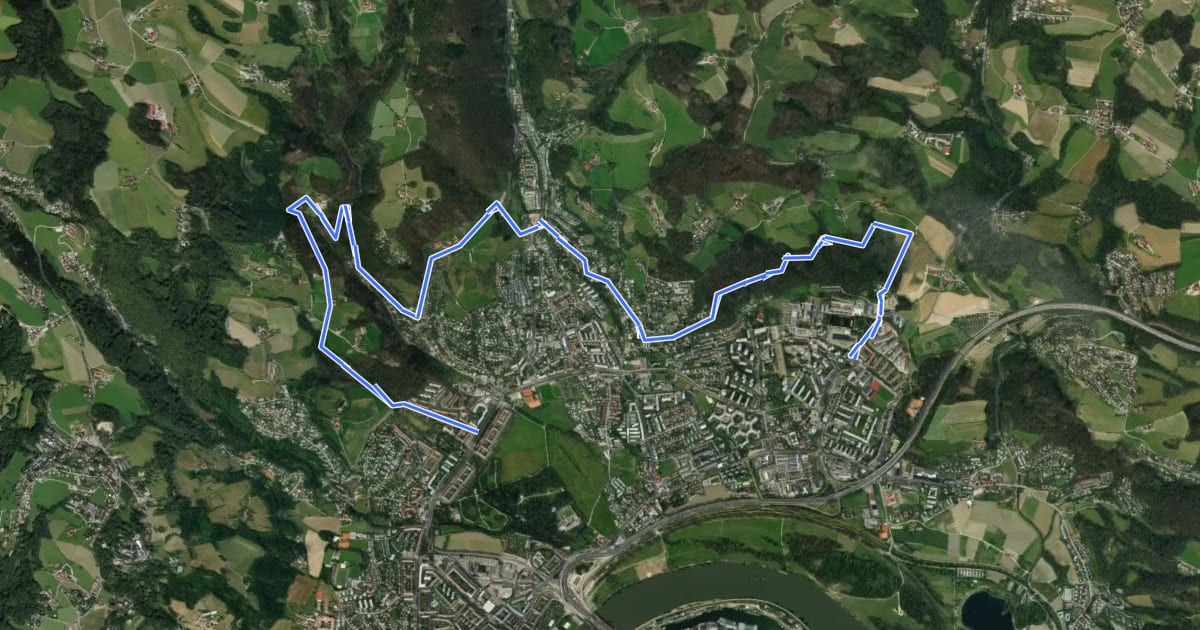 Маршрут Stadtwanderweg Gründberg-St.Magdalena-Pferdeeisenbahn на спутниковом снимке