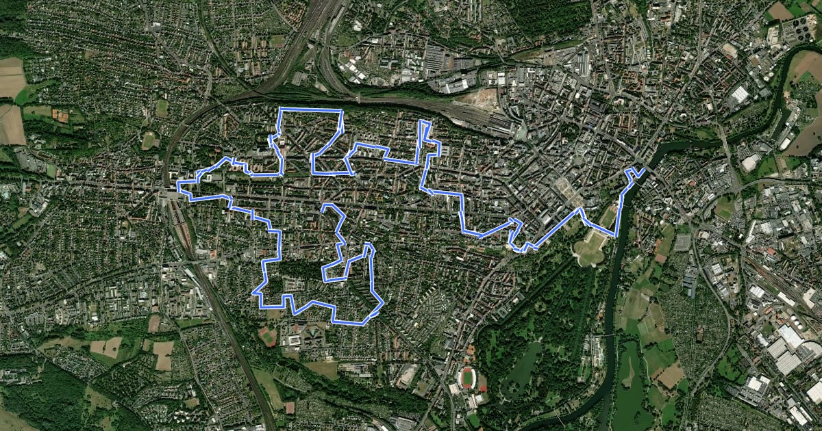 Маршрут Stadtwanderweg KS-Mitte на спутниковом снимке