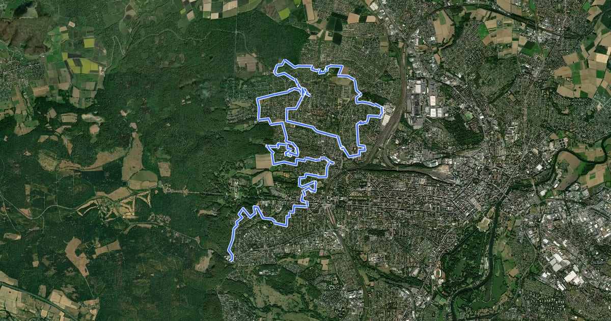 Маршрут Stadtwanderweg KS-West на спутниковом снимке