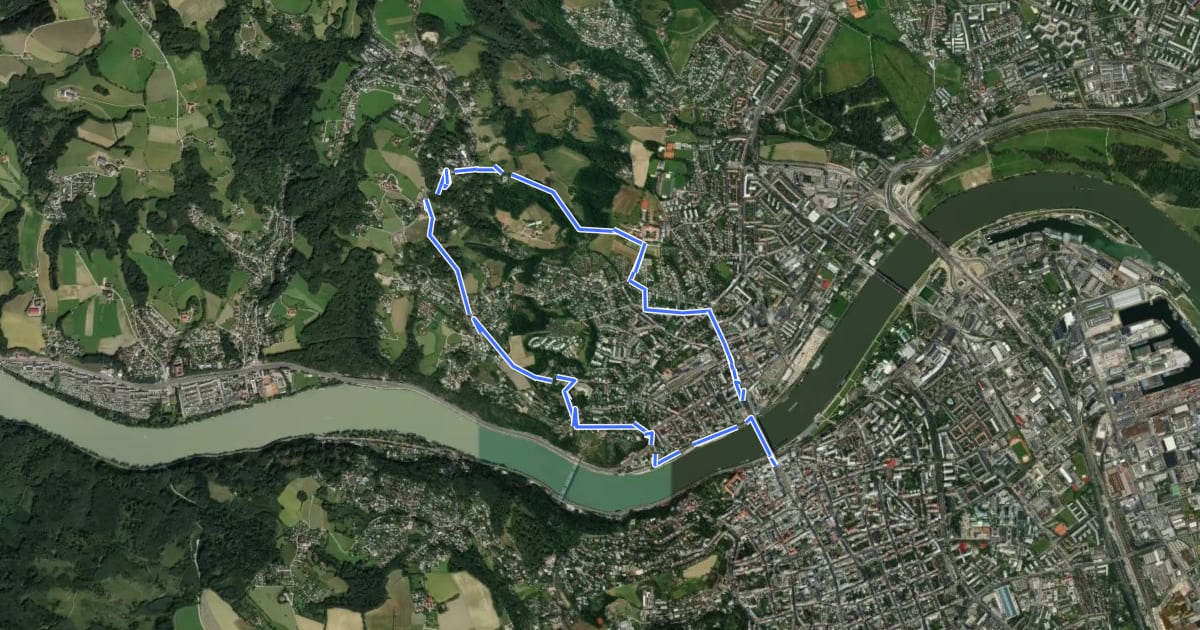 Маршрут Stadtwanderweg Pöstlingberg на спутниковом снимке