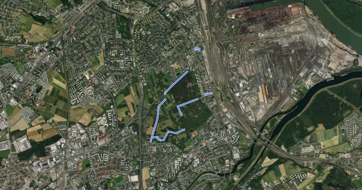 Маршрут Stadtwanderweg Wasserwald на спутниковом снимке
