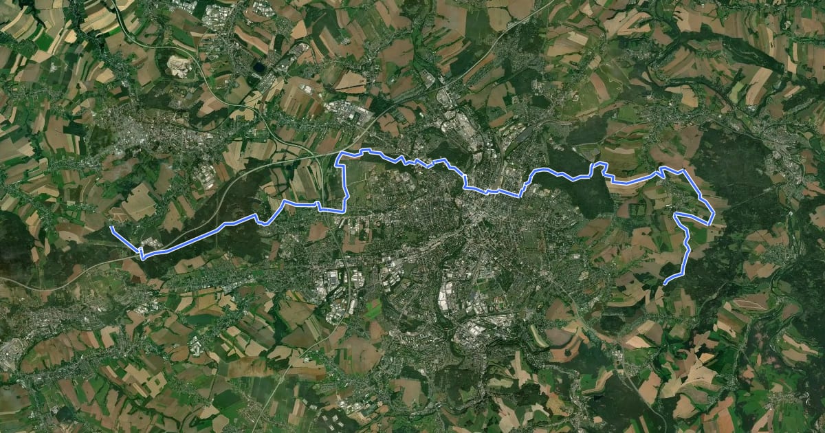 Маршрут Stadtwestostwanderweg на спутниковом снимке
