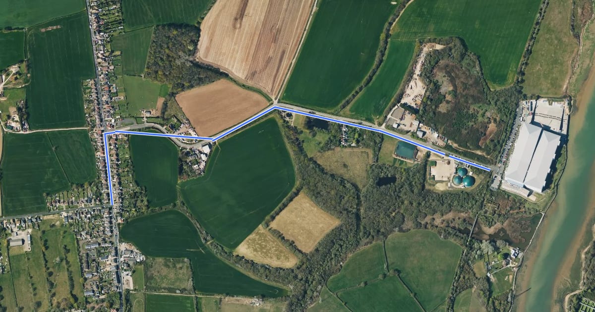 Маршрут Stag Lane to Noke Common на спутниковом снимке