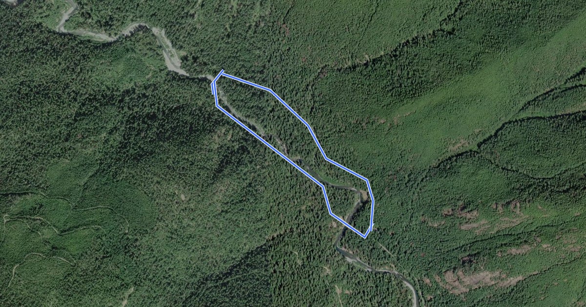 Маршрут Staircase Rapids Loop Trail на спутниковом снимке