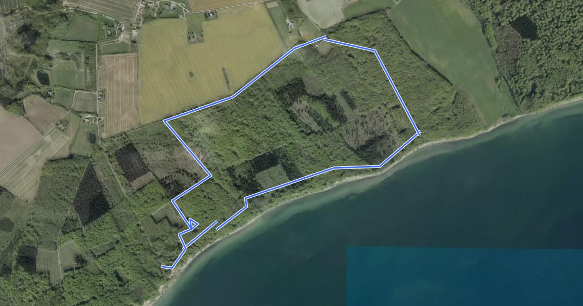 Маршрут Staksrode Skov - Blå rute на спутниковом снимке