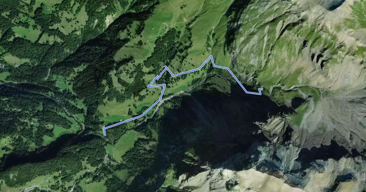 Маршрут Stalde - Ammertenhütte на спутниковом снимке