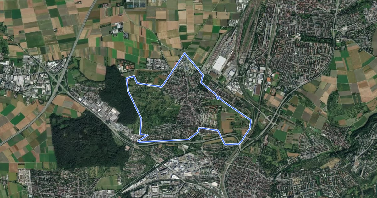 Маршрут Stammheimer Rundwanderweg на спутниковом снимке