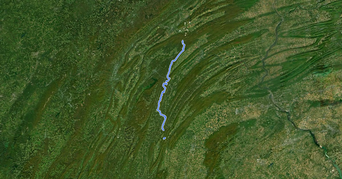 Маршрут Standing Stone Trail на спутниковом снимке