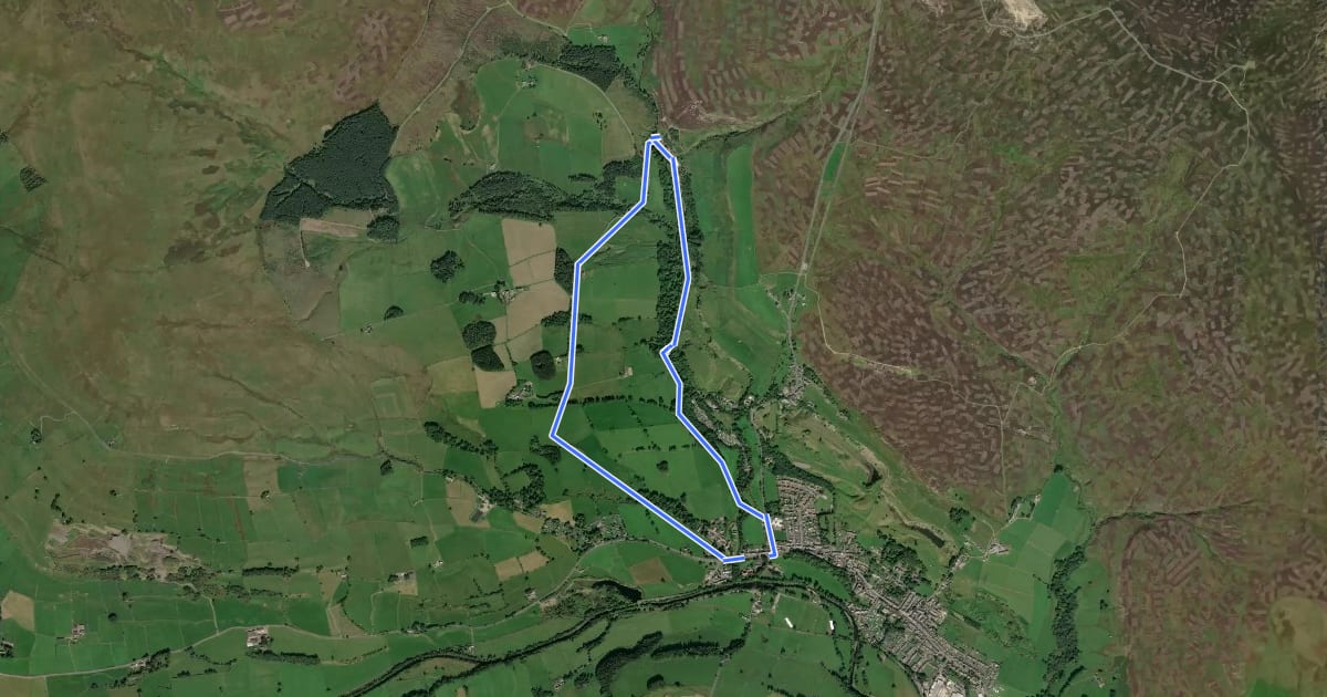 Маршрут Stanhope Burn Geotrail на спутниковом снимке