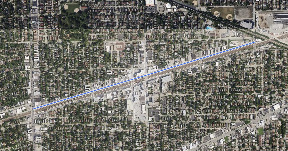 Маршрут Stanley Avenue на спутниковом снимке