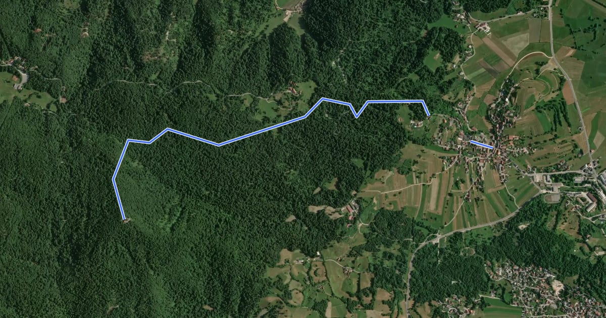 Маршрут Stara Vrhnika - Kuren - Planina на спутниковом снимке