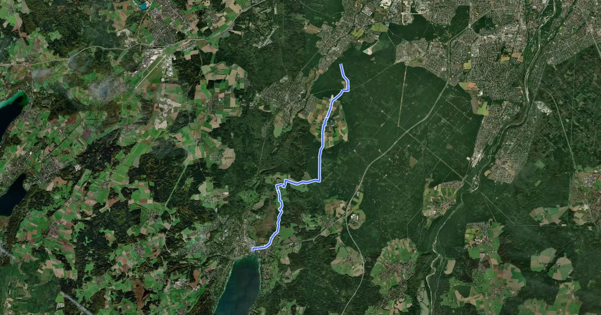 Маршрут Starnberg - München на спутниковом снимке