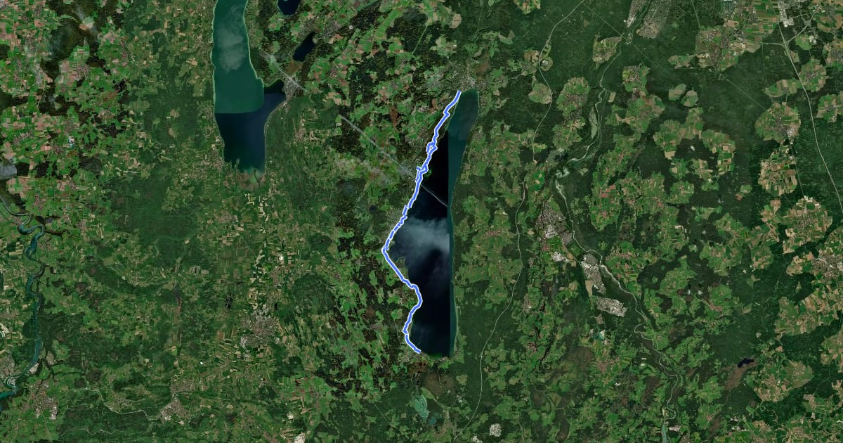 Маршрут Starnberger See Uferweg West на спутниковом снимке