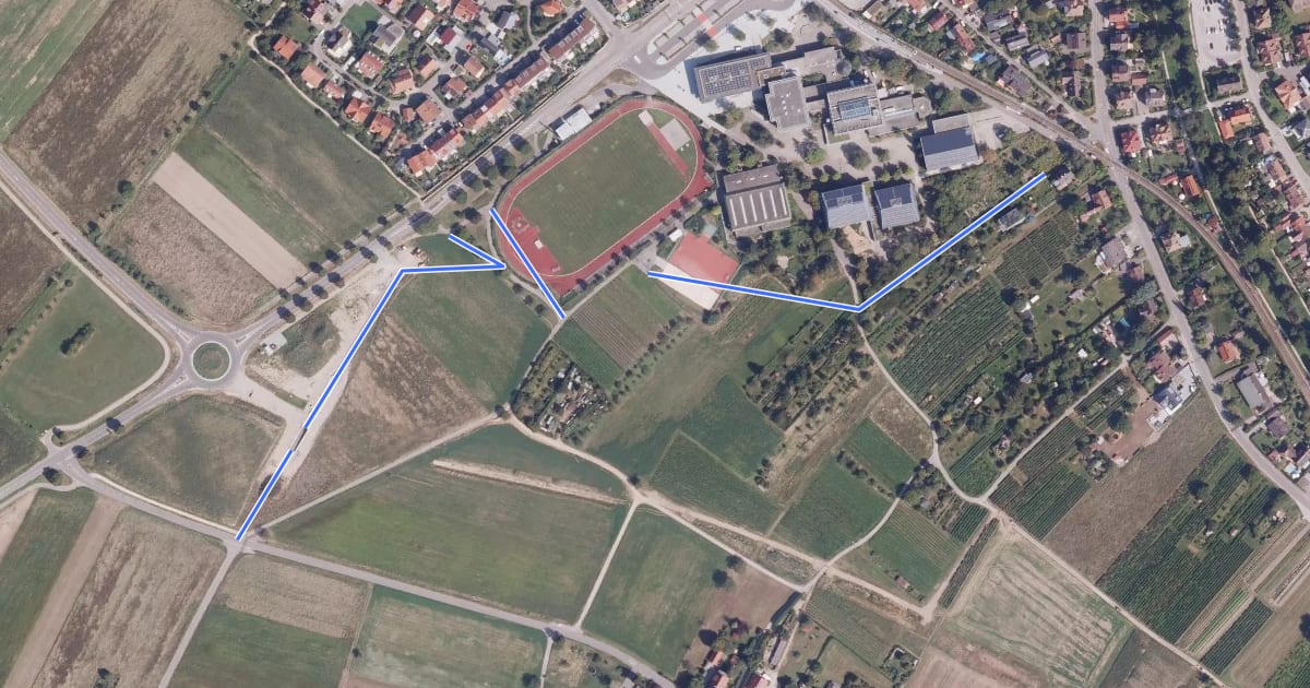 Маршрут Staufen Schießrainsteg - Beim Bärenbad на спутниковом снимке